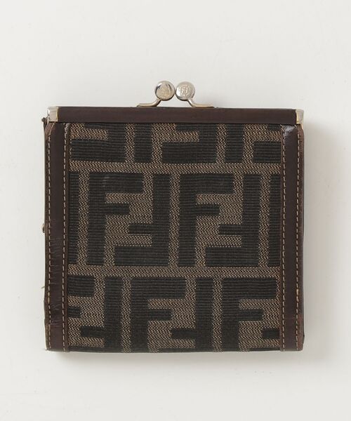 FENDI（フェンディ） ズッカ柄 がま口 二つ折り 財布 - ブラウン