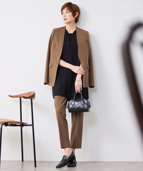 「ICB」 ノーカラージャケット 42 ブルー レディース_画像3