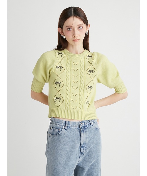 「FURFUR」 半袖ニット ONE SIZE ホワイト レディース_画像4