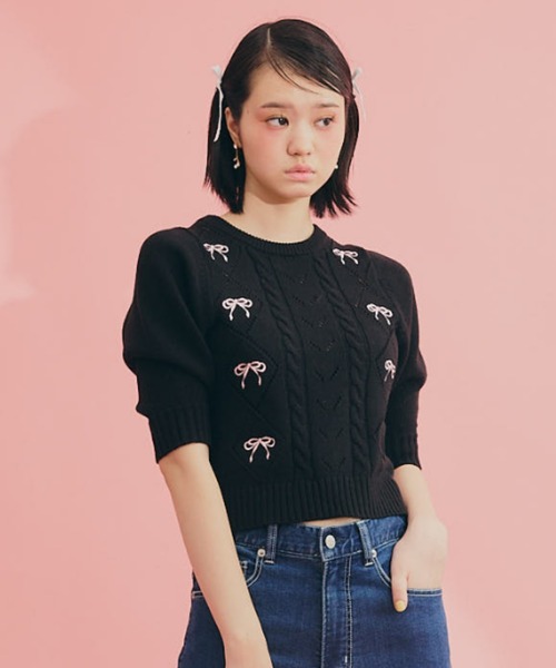 「FURFUR」 半袖ニット ONE SIZE ホワイト レディース_画像5