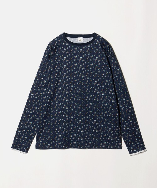 トップス 6(ROKU) 6 tシャツ 「6(ROKU)」コットン フラワープリント ロングスリーブ