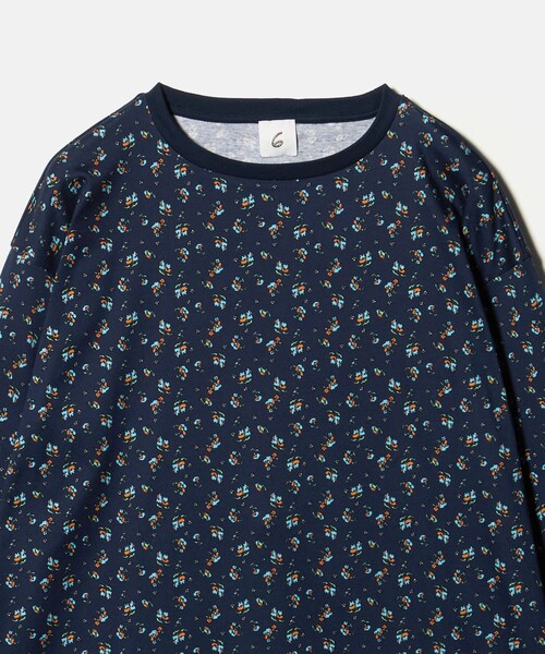6 tシャツ 「6(ROKU)」コットン フラワープリント ロングスリーブ