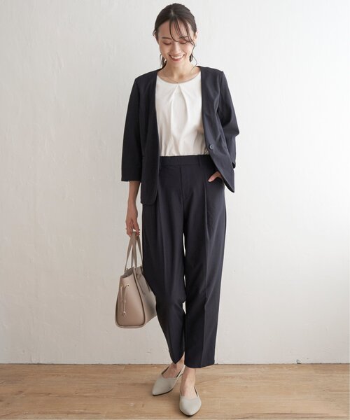 「IKKA LOUNGE」 ノーカラージャケット M ライトグレー レディース_画像7