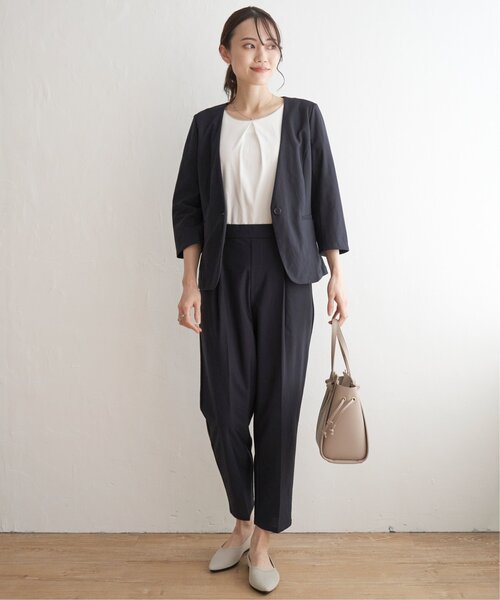 「IKKA LOUNGE」 ノーカラージャケット M ライトグレー レディース_画像8