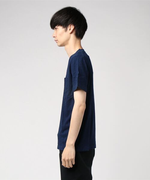 専用！45rpm、ペイズリーのニットＴシャツ(インディゴ)、サイズ２、未使用！ Healthknit（ヘルスニット） tシャツ ∴「 」 インディゴスラブVネック