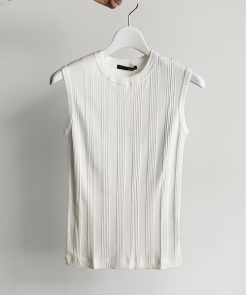 タンクトップ ノースリーブ Vent blanc:スーパーストレッチランダムテレコノースリーブ レディース vent blanc タンクトップ ノースリーブ Vent blanc