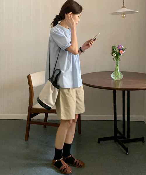 ヴィンテージ ワッペン パフスリーブ コットン シャツブラウス DAY CLOSET ブラウス シャツ レディース パフスリーブピンタック