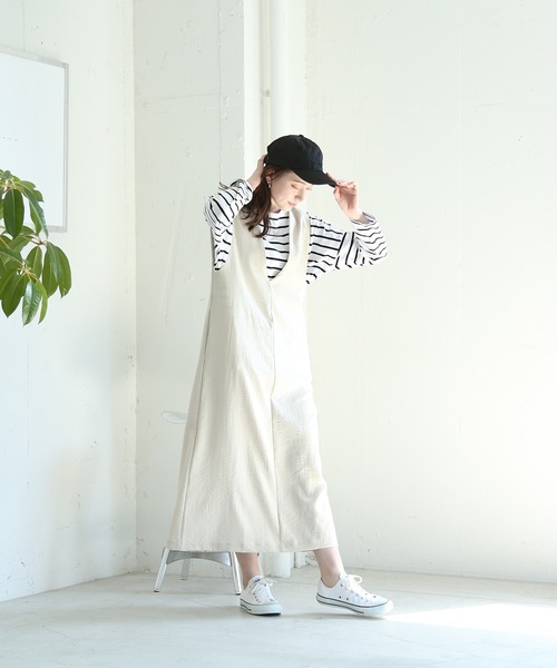 by nene Vネックジャンパースカート 147_ichi_yon_nana】Vネック3wayジャンパースカート｜小柄女性向け