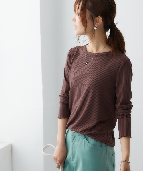 ニッセン（nissen） tシャツ 細リブクルーネックカットソートップス