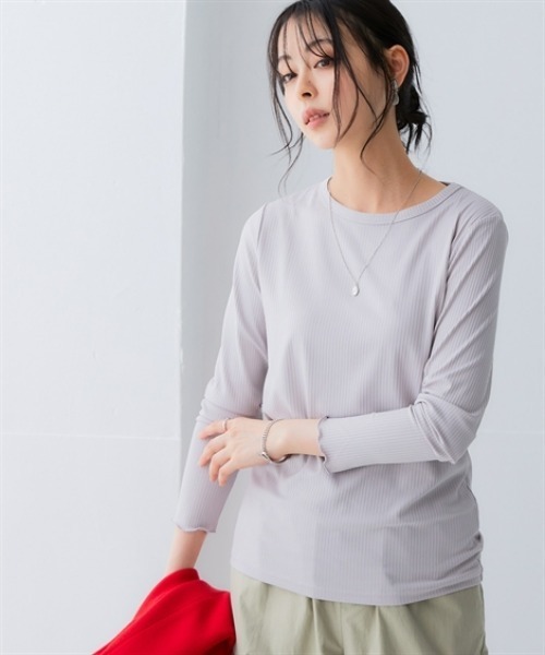 ニッセン（nissen） tシャツ 細リブクルーネックカットソートップス