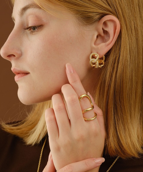 【ALDO14K ビジュー&サイコロ☆Rollthedice☆フープピアス6点 セール】ドロップフープピアス / drop hoop pierce (両耳用