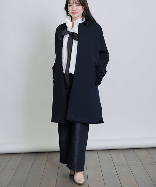 美品 PICCIN ピッチン ビッグカラーグログランリボンブラウス ビッグカラーグログランリボンブラウス（シャツ/ブラウス）｜PICCIN