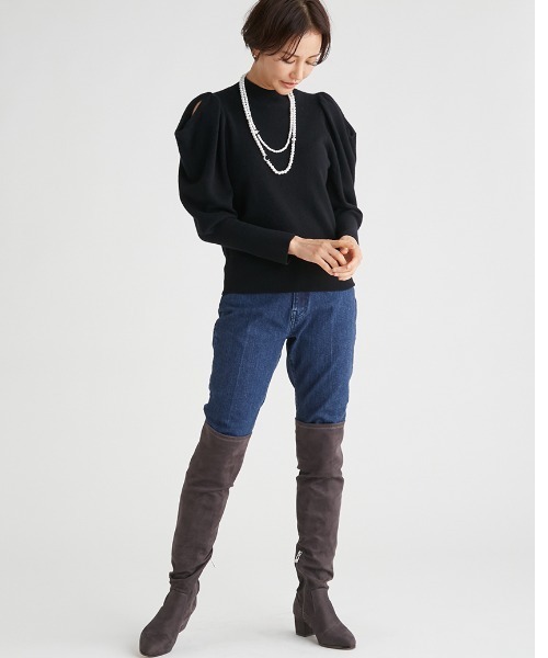 ハイライズ美脚ストレッチテーパードデニムパンツ ハイライズ美脚ストレッチテーパードパンツ（デニムパンツ