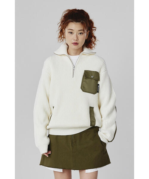 ニット 「NBB WEEKEND」ハーフジップ ニットプルオーバー (LADIES 