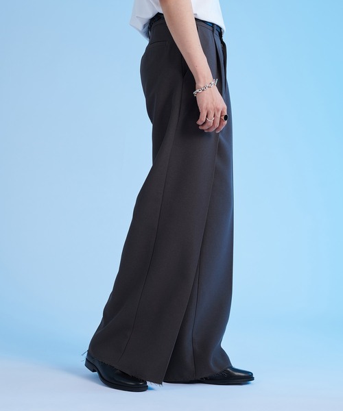 selle glant クロスタックワイドスラックスパンツ ブラック L selle glant スラックス TUCK BAGGY SLACKS/タックバギー