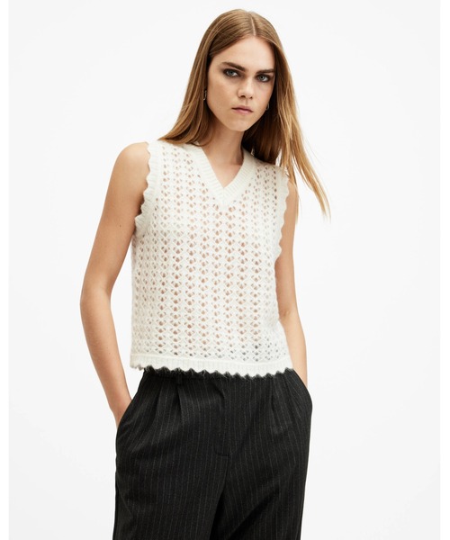 タンクトップ ノースリーブ VIVIAN OPEN STITCH V-NECK TANK TOP | VIVIAN オープン ステッチ Vネック タン