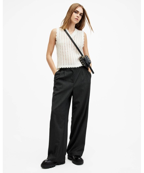 タンクトップ ノースリーブ VIVIAN OPEN STITCH V-NECK TANK TOP | VIVIAN オープン ステッチ Vネック タン ALLSAINTS タンクトップ ノースリーブ VIVIAN OPEN STITCH V