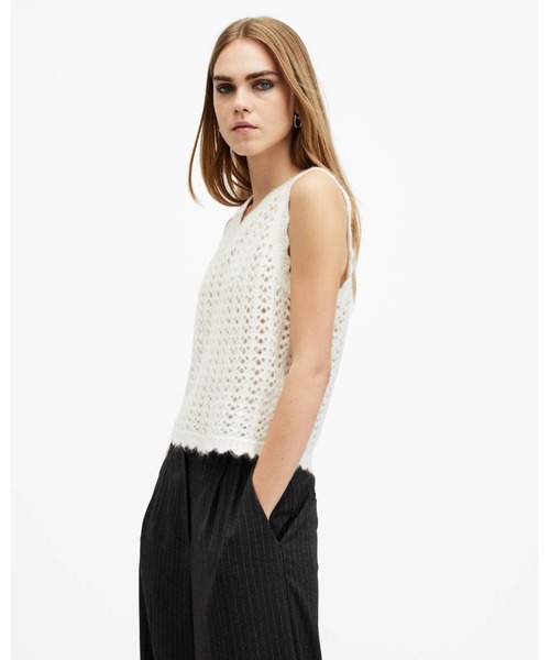 タンクトップ ノースリーブ VIVIAN OPEN STITCH V-NECK TANK TOP | VIVIAN オープン ステッチ Vネック タン ALLSAINTS タンクトップ ノースリーブ VIVIAN OPEN STITCH V