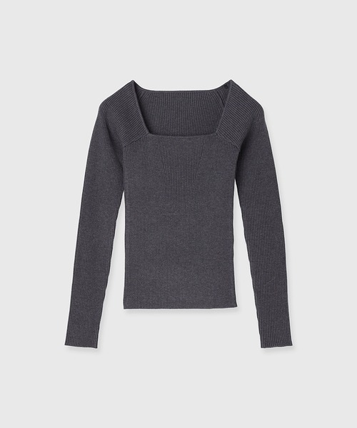 anuans ニット カシミヤブレンドデコルテリブニットプルオーバー