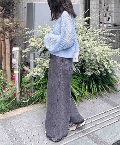 INGNI カーディガン フロントリボンモヘアニットカーディガン