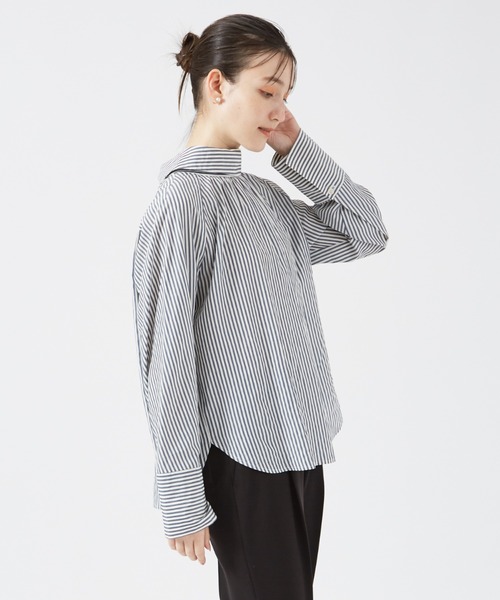 ブラウス シャツ Dog PT ハイネックブラウス レディース tiptop（ティップトップ）の「2021SS 多釦フリルハイネック