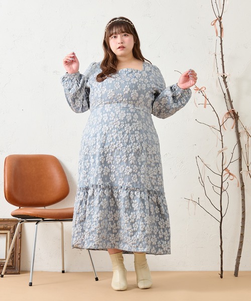 Louiosy（ルオシー） ワンピース 「大きいサイズ」フラワージャガード