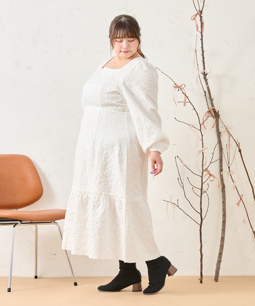 Louiosy ワンピース 「大きいサイズ」フラワージャガード