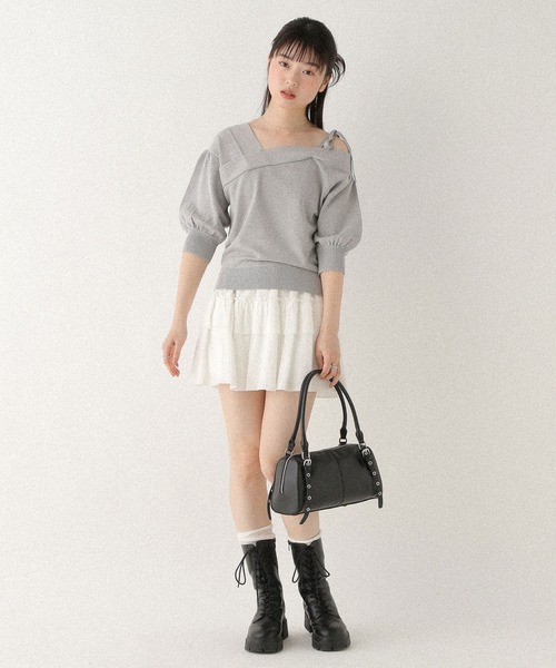 GANNI フリルデザイン ミニスカート Gold/Silver Gold and Silver Metallic Elasticated Mini Skirt