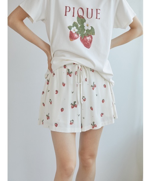 gelato pique パジャマ ルームウェア いちご柄ショートパンツ