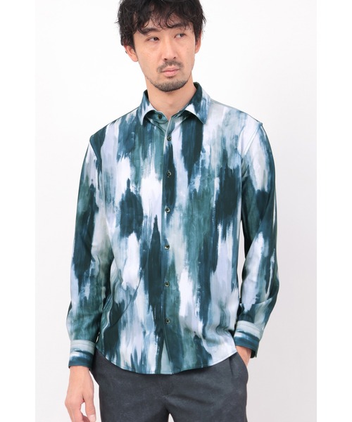 シャツ HIGH STREET∴ハイテンションFlow paintingプリントシャツ メンズ