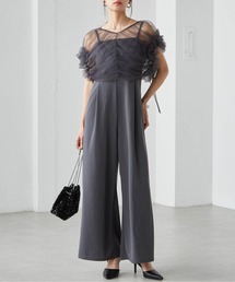 週末値下げ【新品】RIRIYANO チュールボレロ ドレス 結婚式・お呼ばれドレス｜チュールボレロ幾何学レースドレス