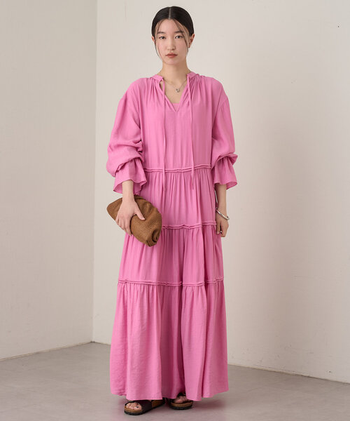 2WAYワッシャーティアードワンピース ラウンジドレス Loungedress ワンピース 2WAYワッシャーティアードワンピース