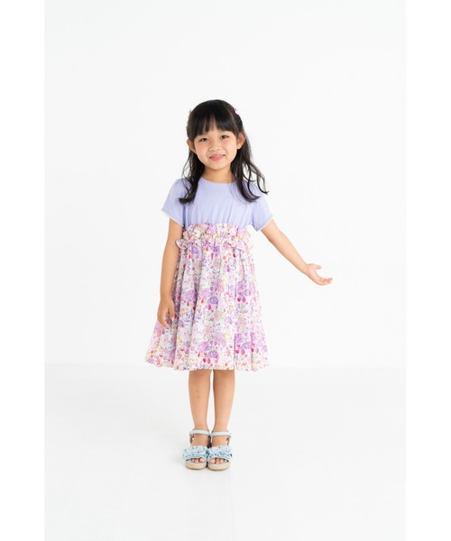 nino ワンピース110 nino ワンピース ボタニカルフラワー＆ねこワンピース キッズ
