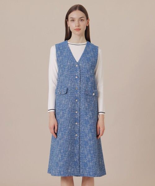 K05172 美品 MACKINTOSH LONDON ツイードスカート：38 MACKINTOSH LONDON ジャンパースカート ツイードジャンパー