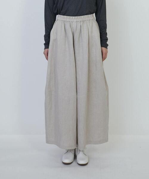 LOISIR パンツ リネンツイルボトルシルエットパンツ レディース
