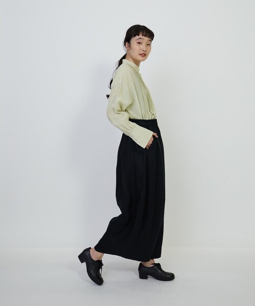 LOISIR パンツ リネンツイルボトルシルエットパンツ レディース