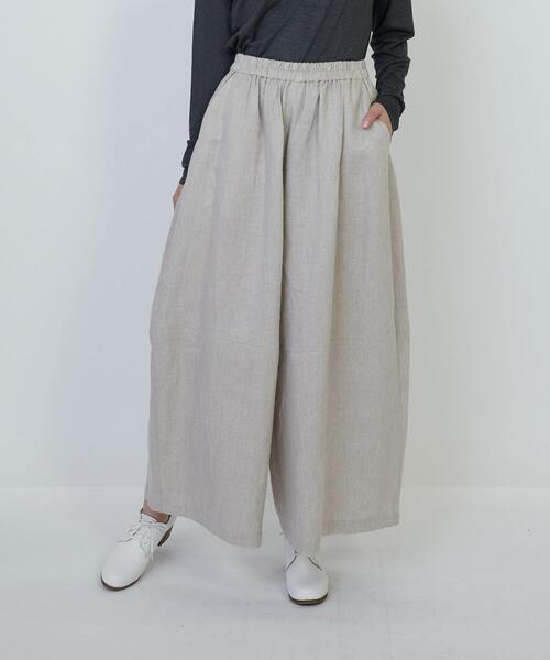 未使用 ロワズィール LOISIR ダブルクロスボトルシルエットパンツ LOISIR パンツ リネンツイルボトルシルエットパンツ レディース