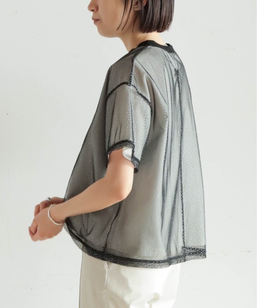 tシャツ ラメドットチュール　レイヤードプリントTEE レディース NOMBRE IMPAIR tシャツ ラメドットチュール レイヤードプリント