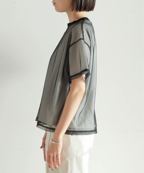 tシャツ ラメドットチュール　レイヤードプリントTEE レディース NOMBRE IMPAIR tシャツ ラメドットチュール レイヤードプリント