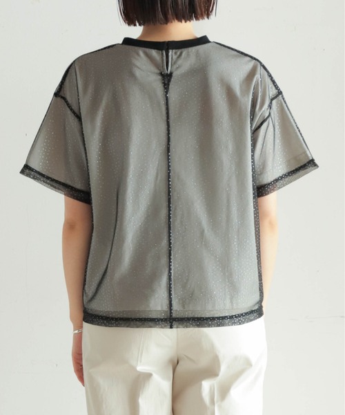 tシャツ ラメドットチュール　レイヤードプリントTEE レディース NOMBRE IMPAIR tシャツ ラメドットチュール レイヤードプリント