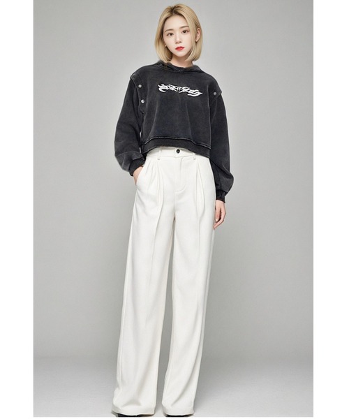 パーカー A'GEM/9 × .kom 「.KOM/ドットケーオーエム」デザインクロップパーカー レディース KOM パーカー A'GEM/9 × .kom 「.KOM/ドットケーオーエム
