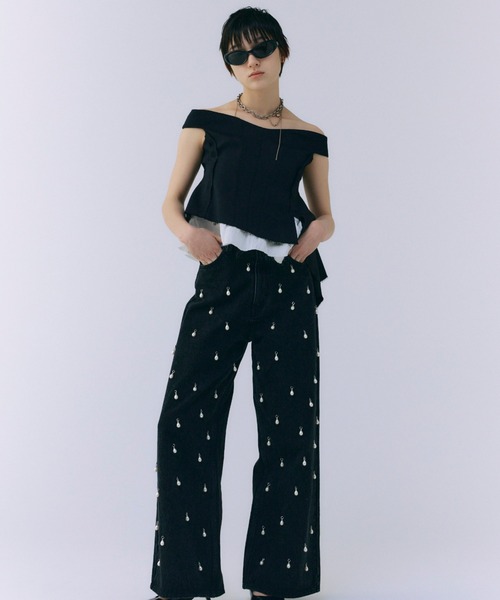 美品★PEPLUM TEE ペプラム Tシャツ カットソー BLACK 36 OMOCHI PEPLUM T-SHIRT / Black ペプラムベルト付きTシャツ