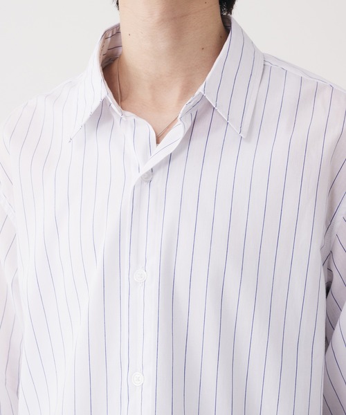 Adoon plain シャツ Long Sleeve Layered Stripe Shirt
