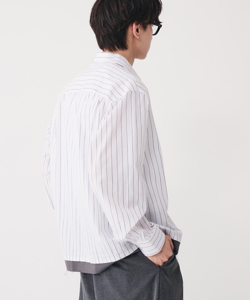 Adoon plain シャツ Long Sleeve Layered Stripe Shirt / ロングスリ