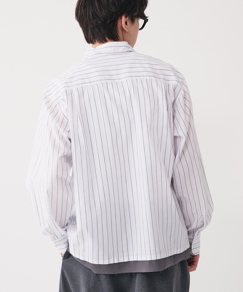Adoon plain シャツ Long Sleeve Layered Stripe Shirt / ロングスリ