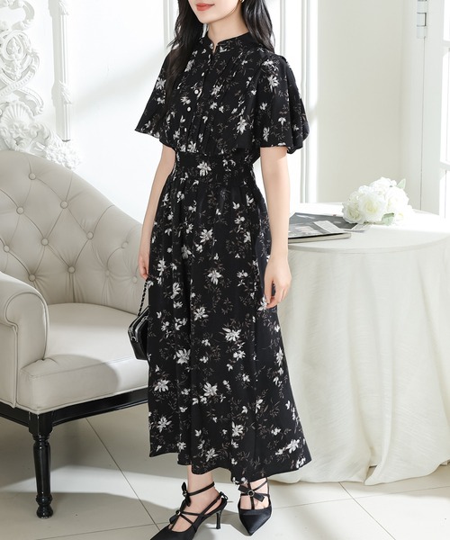 【大人シック】新品 社交ダンス モノトーン 花柄 ケープツーピースｂ453 大人シック】新品 社交ダンス モノトーン 花柄 ケープツーピースb453