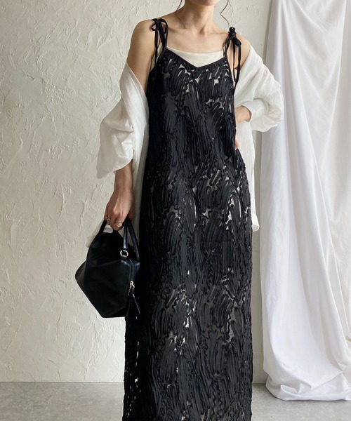 ◆送料・関税込み◆Sea N.Y 刺繍入り キャミワンピース She's Closet ワンピース コード刺繍レースシアーロングキャミ
