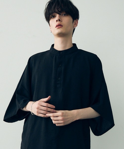 tシャツ Over size wide sleeve tops / オーバーサイズワイドスリーブノーカラートップス メンズ レディース | Shoowtime