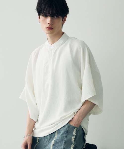 tシャツ Over size wide sleeve tops / オーバーサイズワイドスリーブノーカラートップス メンズ レディース | Shoowtime | 03