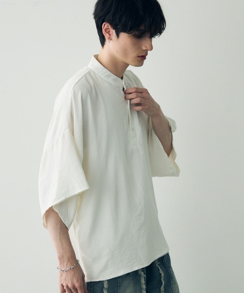 tシャツ Over size wide sleeve tops / オーバーサイズワイドスリーブノーカラートップス メンズ レディース | Shoowtime | 04